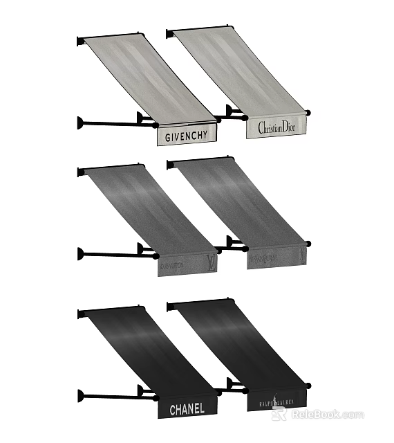Modern Branded Awning with Givenchy Christian Dior Logos for Outdoor Use 3d model 