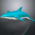 Detailed 3D Blue Dolphin Model on Dark Background with Shiny Reflection