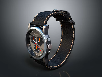 Elegant Leather Strap Wristwatch With Silver Dial And Minimalist Design For Stylish Fashion Accessory 3d model