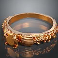 Elegant Gold Ring With Intricate Carvings And Central Gemstone Design