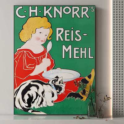 Abstract Painting With Child Cat Text And Green Background 3d model