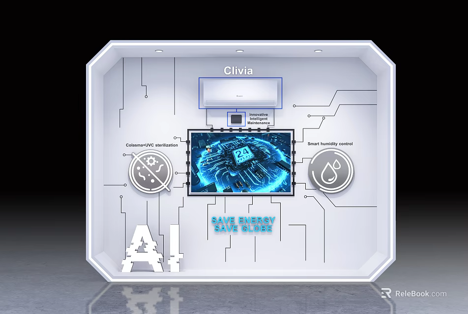 Clivia AI Air Conditioner Fan With Smart Control Panel And Energy Saving Feature 3d model 