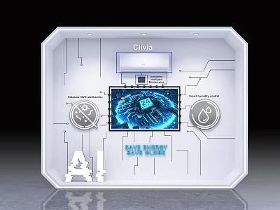 Clivia AI Air Conditioner Fan With Smart Control Panel And Energy Saving Feature 3d model