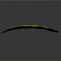Heart shaped green leaf with prominent veins against gray background