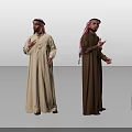 Arab Men In Traditional Robes With Different Colors And Headscarves Posing