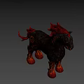 Game Movie Character Black Horse With Flame Mane Glowing Eyes And Burning Body Patterns