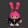 Pink Rabbit Character With Long Ears Braided Hair Holding Object Black Jacket White Shoes