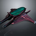 Detailed Streamline Aerospace Spacecraft Design Model With Green Purple Wings And Thrusters