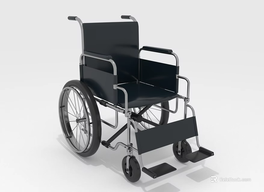 Ergonomic Medical Wheelchair With Metal Frame Black Seat And Mobility Support Wheels 3d model 