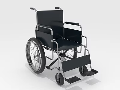 Ergonomic Medical Wheelchair With Metal Frame Black Seat And Mobility Support Wheels 3d model