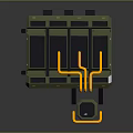 Military Style Industrial Facility With Green Exterior Yellow Pipes And Control Tower