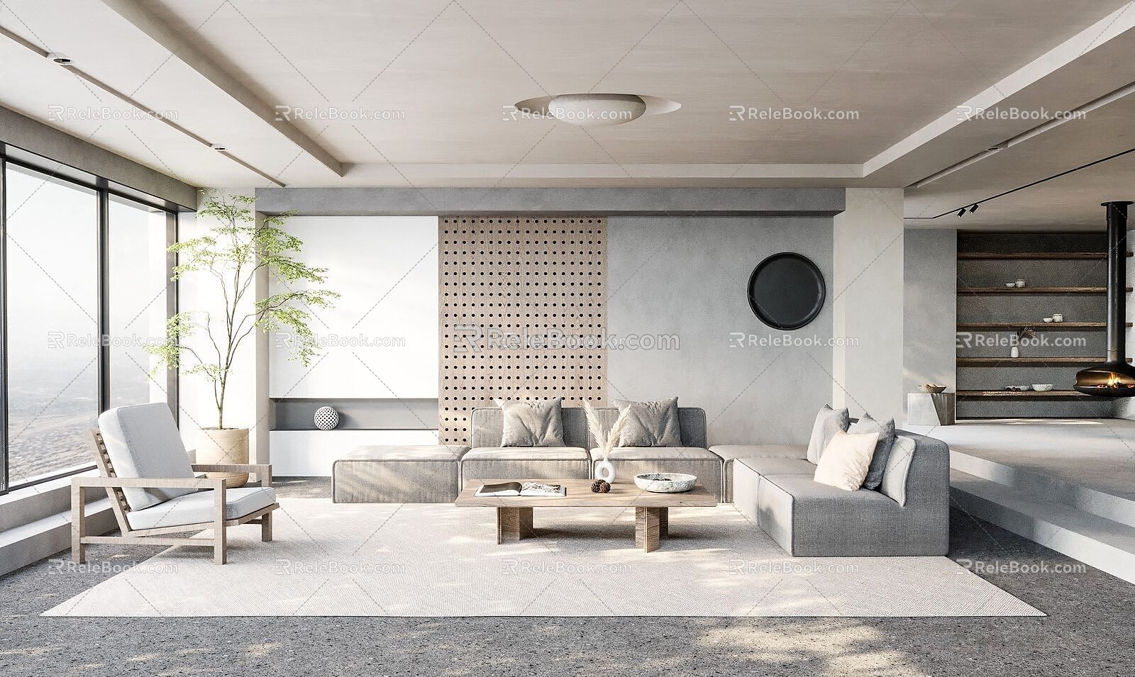 Modern Minimalist Living Room 3d model