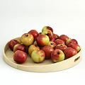 Fresh Ripe Red and Yellow Apples Placed on a Wooden Serving Tray