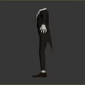 3D Model Men's Formal Suit With Black Coat White Shirt Red Vest Striped Pants