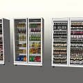 Commercial Display Refrigerators With Assorted Beverages And Packaged Food Items 3d model