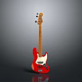 Red Electric Bass Guitar With Classic Body Design And Chrome Tuning Pegs