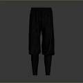 Black Linen Baggy Pants with Drawstring Waist and Tapered Ankle Design