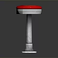 Unique Red Seat Stool With Shiny Metal Base And Modern Design