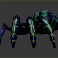 Vibrant Blue Green Spider With Red Glowing Eyes Fantasy Creature Design