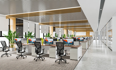 Modern public office area Open office area 3d model