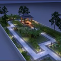 Rooftop Garden Design Featuring Lush Greenery Gazebo Pathways And Ambient Lighting