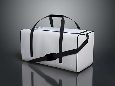 White Duffel Bag With Black Handles Adjustable Shoulder Strap And Modern Design 3d model