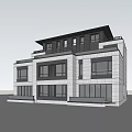 Modern Detached Villa Exterior With Large Windows Landscaped Garden And Outdoor Lighting