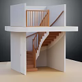 Wooden Staircase Model With White Walls Wooden Railing And Steps Design