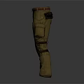 Brown Cargo Trousers With Multiple Pockets Knee Pads And Leather Belt