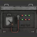 Vintage Computer Control Panel In Industrial Metal Case With Gauge And Indicator Lights
