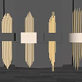 Modern Design Golden Striped Wall Lamps with White Lampshades on Black Wall