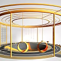 Yellow Multi Ring Pergola Structure With Swings And Playground Ground Design