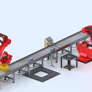 Mechanical arm assembly line workshop conveyor belt workshop industrial equipment logistics production line production line 3d model