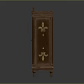 Classic Brown Two Door Cabinet With Golden Decorative Patterns And Carvings