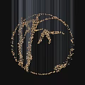 Modern Artistic Chandelier With Golden Lines Light Dots And Mountain Sphere Shapes