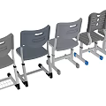 Gray School Children Chairs With Various Designs And Wheel Features 3d model