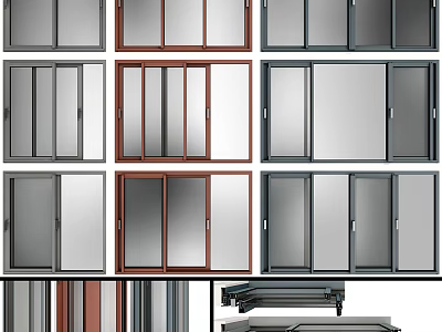 Modern Casement Windows With Aluminum Frames Tempered Glass And Multiple Colors 3d model