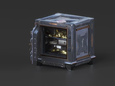 Heavy Duty Hardware Tools Safe Featuring Secure Lock and Gold Coins Inside Design 3d model