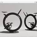 Two Modern Black Circular Fitness Exercise Equipment With Seats And Pedals