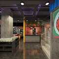 Colorful Hotpot Restaurant Interior Design With Lobster Murals Colorful Seats And Decorative Lighting