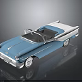 Classic Blue And White Convertible Car With Open Top And Retro Design And Chrome Accents