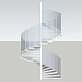 Modern Spiral Staircase Design With Glass Railing And White Architectural Structure 3d model