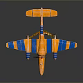 Toy Orange Airplane Model With Blue Yellow Wings and Metal Mesh Basket With Orange Fish