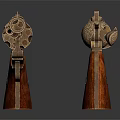 Vintage Engraved Revolvers with Wooden Grips and Classic Metal Finish Displayed Crossed on Dark Background