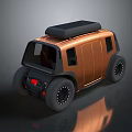 Stylish Orange Off Road Vehicle With Black Roof Rack And Rugged Tires