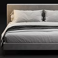 Modern Double Bed With Upholstered Headboard White Bedding Gray Throw And Nightstand 3d model