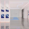 Modern Industrial Interior With Blue Flooring White Pillars And Technical Equipment