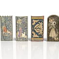 Set Of Four Decorative Panels With Floral Figural Geometric And Artistic Patterns