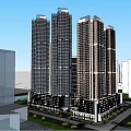 Modern High Rise Residential Building With Vertical Greenery And Glass Facade In Urban Area