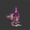 Elegant Woman In Traditional Purple Pink Outfit With Flowing Dress And Ornamental Hairpin